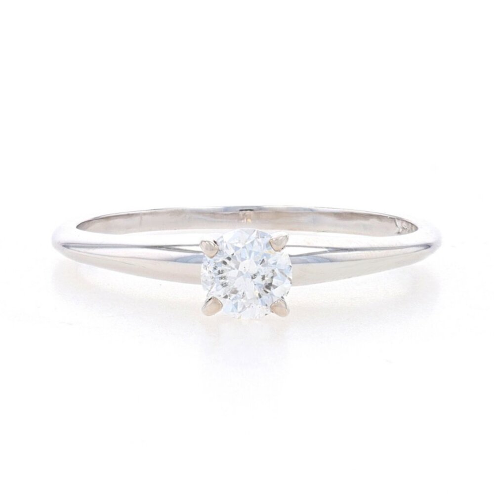 White Gold Diamond Solitaire Engagement Ring - 14k Round Brilliant .35ct